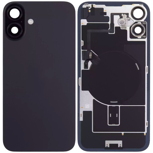 Γνήσιο Πίσω Γυαλί με NFC Flex/Flash & Camera lens για iPhone 16 – Black Pulled