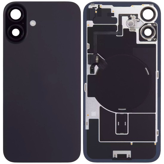 Γνήσιο Πίσω Γυαλί με NFC Flex/Flash & Camera lens για iPhone 16 – Black Pulled