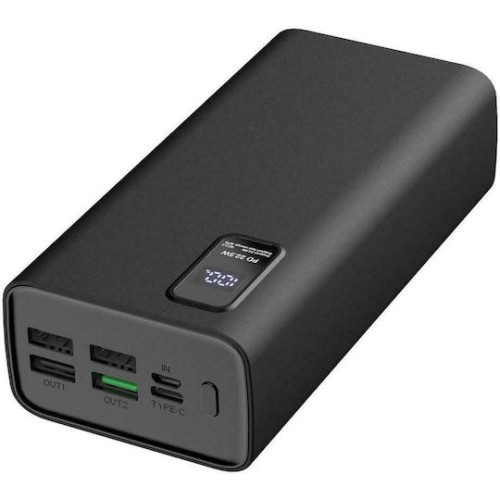 Platinet Power Bank 30000mAh 22.5W με 4 Θύρες USB-A και Θύρα USB-C Power Delivery / Quick Charge 3.0 Μαύρο