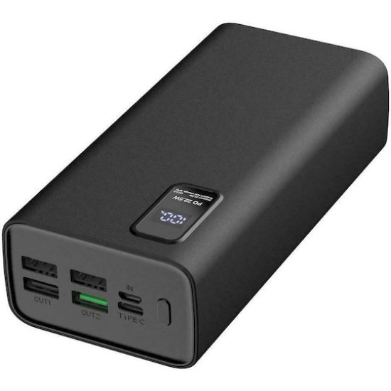 Platinet Power Bank 30000mAh 22.5W με 4 Θύρες USB-A και Θύρα USB-C Power Delivery / Quick Charge 3.0 Μαύρο