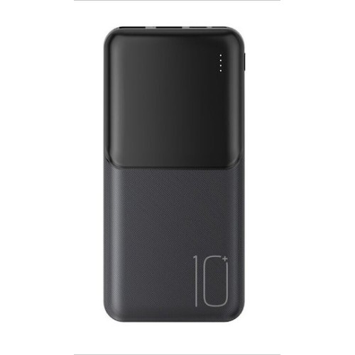 XO Lighted Power Bank 10000mAh με 2 Θύρες USB-A και Θύρα USB-C Μαύρο