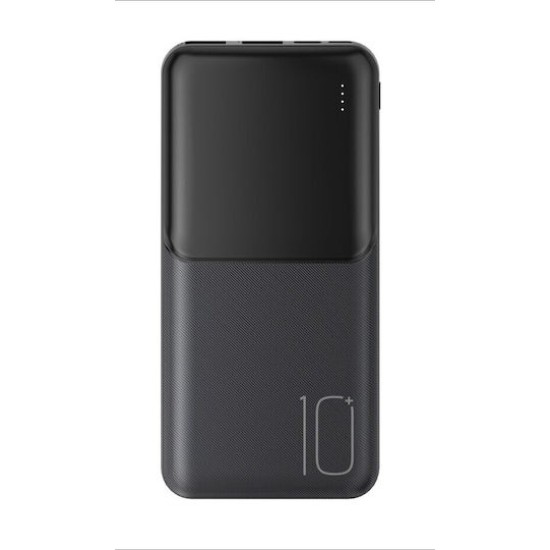 XO Lighted Power Bank 10000mAh με 2 Θύρες USB-A και Θύρα USB-C Μαύρο
