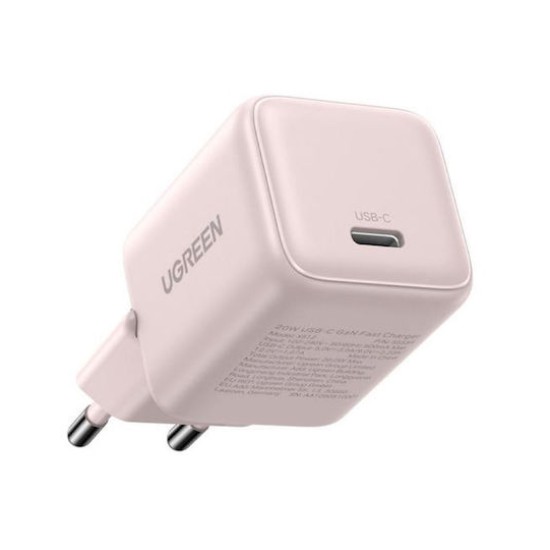 Ugreen Φορτιστής Χωρίς Καλώδιο GaN με Θύρα USB-C 20W Power Delivery Ροζ