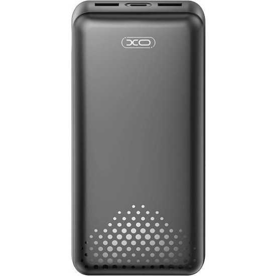 XO Power Bank 20000mAh 10W με 2 Θύρες USB-A και Θύρα USB-C Μαύρο