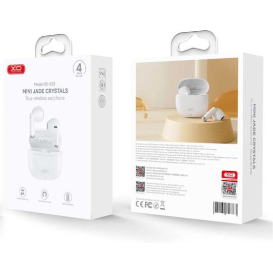 XO Tws In-ear Bluetooth Handsfree Ακουστικά με Θήκη Φόρτισης Λευκά