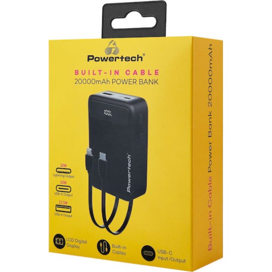 Powertech Power Bank 20000mAh 22.5W με Θύρα USB-A Power Delivery / Quick Charge 4.0 Μαύρο