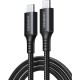 Ugreen USB 2.0 Cable USB-C male - USB-C 60W PD Μαύρο 1m 