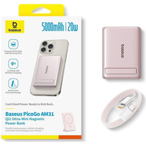 Baseus Picogo MagSafe Power Bank 5000mAh 20W Ροζ