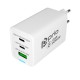 Prio Wall Charger GaN Power 65W PD PPS (USB C) + QC 3.0 (USB A) white