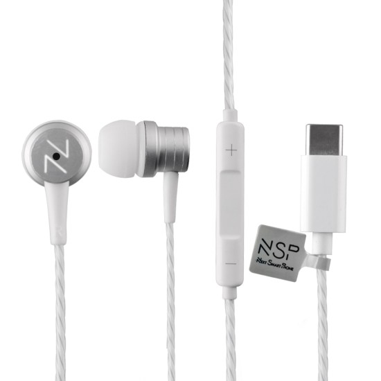NSP HN28 Στέρεο UNIVERSAL Άσπρο HandsFree με βύσμα 3.5mm On/Off Type-C 1.2m