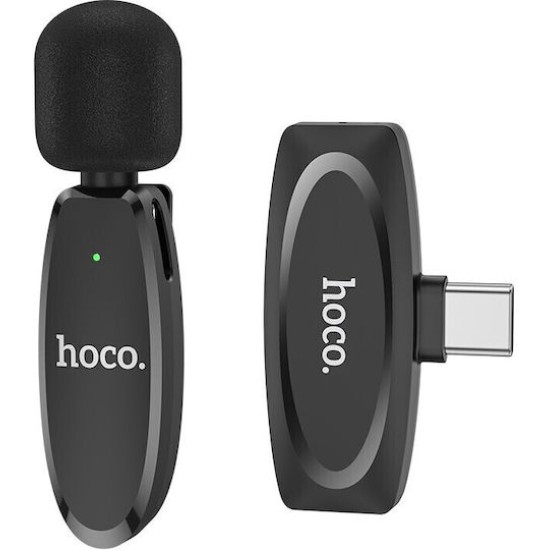 Hoco L15 Ασύρματο Πυκνωτικό Μικρόφωνο Πέτου, Clip On για Φωνητικά Type C