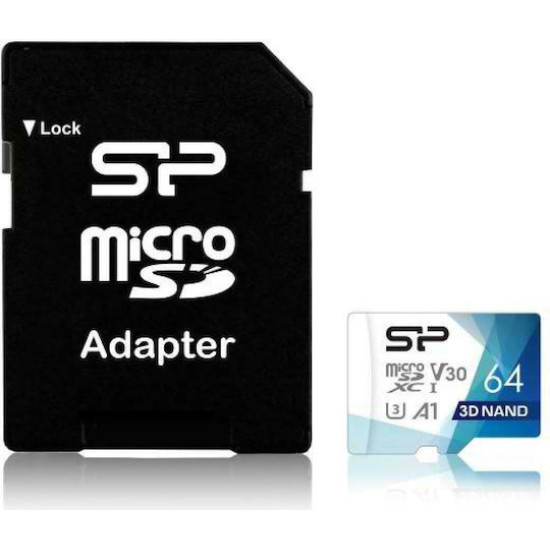 Silicon Power Superior Pro microSDXC 64GB Class 10 U3 V30 A1 UHS-III με αντάπτορα