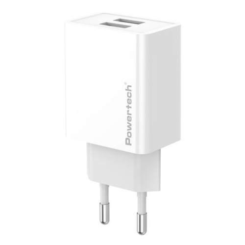 Powertech Φορτιστής Χωρίς Καλώδιο με 2 Θύρες USB-A 12W Λευκός (PT-1321)