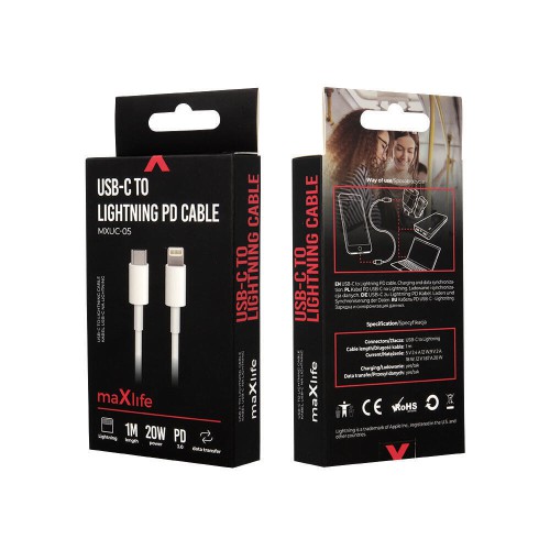 Maxlife USB-C to Lightning Cable 20W Λευκό 1m (MXUC-05LW1)