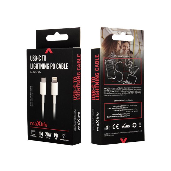 Maxlife USB-C to Lightning Cable 20W Λευκό 1m (MXUC-05LW1)