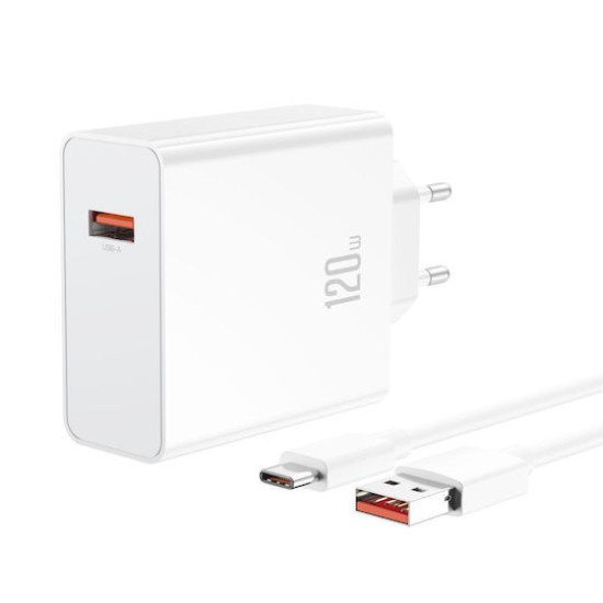 XO Φορτιστής με Θύρα USB-A και Καλώδιο USB-C 120W Quick Charge 3.0 (L128)