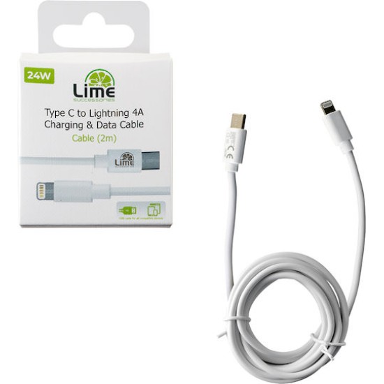 Lime LCL02 USB-C to Lightning Cable Λευκό 2m