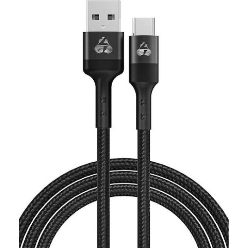 Powertech Braided USB 3.0 Cable USB-C male - USB-A 60W Μαύρο 1m
