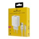 Powertech Φορτιστής με 2 Θύρες USB-A και Καλώδιο USB-C 12W Λευκός (PT-1324)
