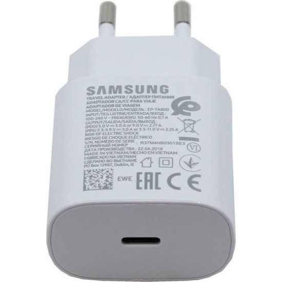 Samsung Φορτιστής Χωρίς Καλώδιο με Θύρα USB-C 25W Power Delivery Λευκός bulk