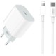 XO Φορτιστής με Θύρα USB-C και Καλώδιο USB-C - Lightning 20W Power Delivery Λευκός (L77)