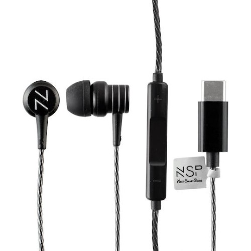 NSP HN28 In-ear Handsfree με Βύσμα USB-C Μαύρο