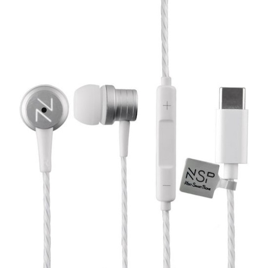 NSP HN28 In-ear Handsfree με Βύσμα USB-C Λευκό