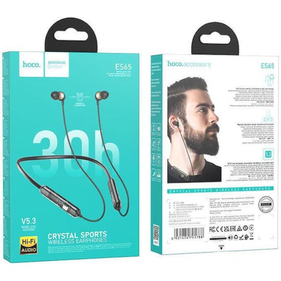 Hoco ES65 Crystal Sports In-ear Bluetooth Handsfree Ακουστικά Μαύρα