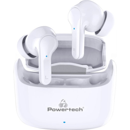Powertech PT-1052 In-ear Bluetooth Handsfree Ακουστικά με Αντοχή στον Ιδρώτα και Θήκη Φόρτισης Λευκά