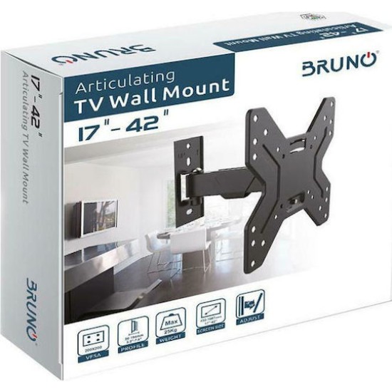 Bruno BRN-0048 Βάση Τηλεόρασης Τοίχου έως 42" και 25kg Μαύρο