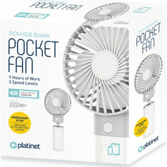 Platinet Rechargeable Desk Fan with Powerbank 4000 mah Λευκό