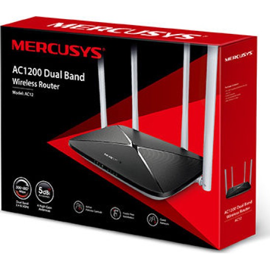 Mercusys AC12 Ασύρματο Router Wi‑Fi 5 με 4 Θύρες Ethernet
