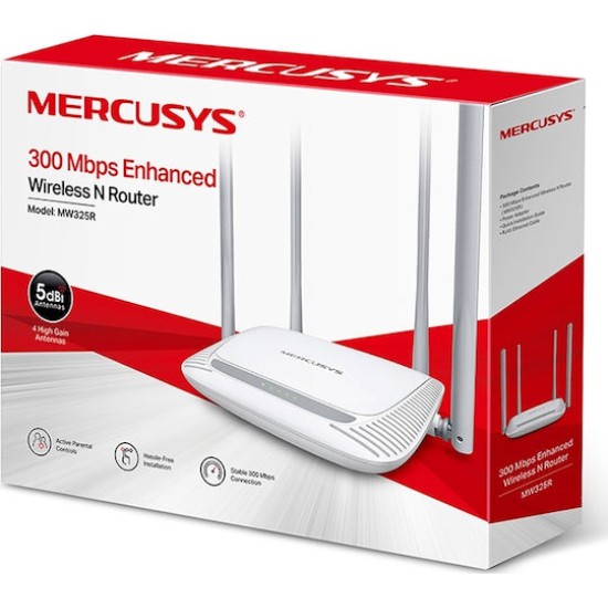 Mercusys MW325R v2 Ασύρματο Router Wi‑Fi 4 με 3 Θύρες Ethernet
