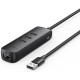 Ugreen USB 2.0 Hub with 10/100mbps Ethernet Adapter, Μαύρο