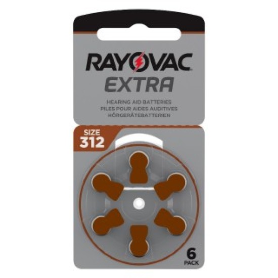 Μπαταρίες Ακουστικών Βαρηκοΐας Rayovac 312 Extra Advanced 1.45V Τεμ. 6