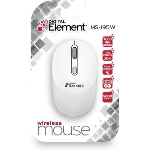 Element MS-195W Ασύρματο Bluetooth Ποντίκι Λευκό