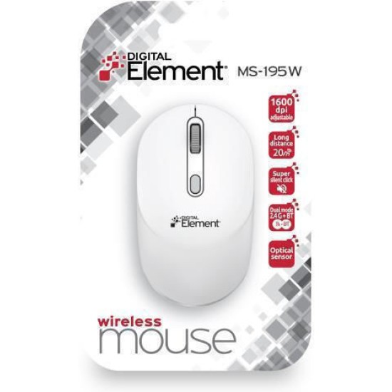 Element MS-195W Ασύρματο Bluetooth Ποντίκι Λευκό