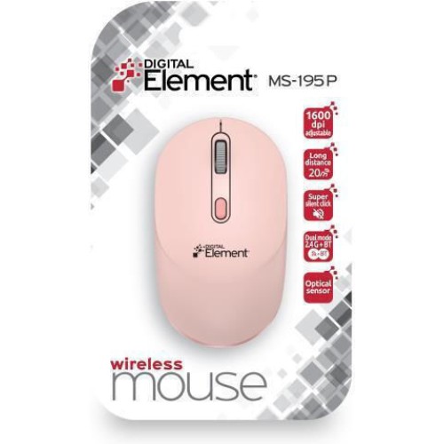Element MS-195P Ασύρματο Bluetooth Ποντίκι Ροζ