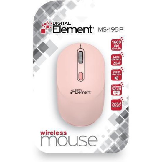 Element MS-195P Ασύρματο Bluetooth Ποντίκι Ροζ