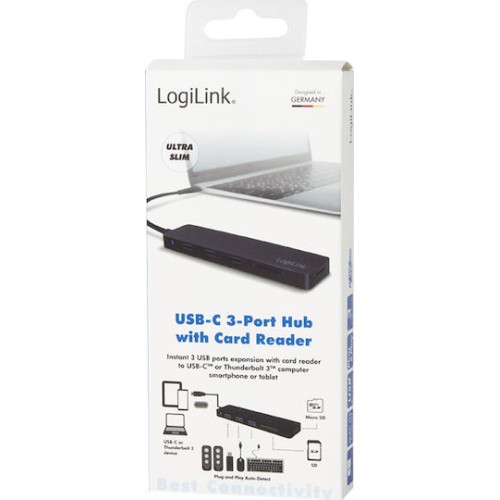 LogiLink USB 3.1 Hub 3 Θυρών με σύνδεση USB-C