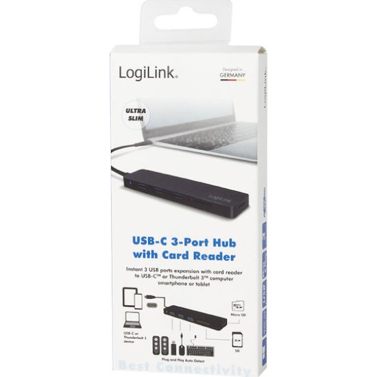 LogiLink USB 3.1 Hub 3 Θυρών με σύνδεση USB-C
