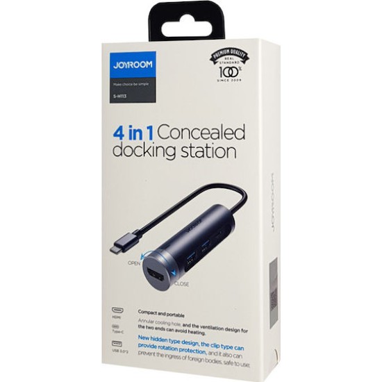 Joyroom USB-C Docking Station με HDMI 4K PD Γκρι (S-H113-DG)