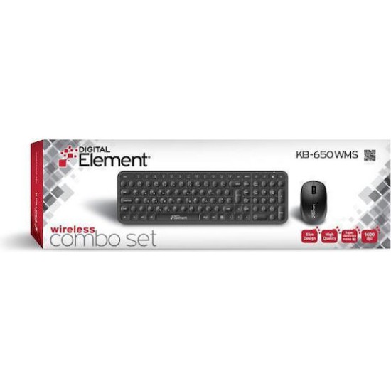 Element KB-650WMS Ασύρματο Σετ Πληκτρολόγιο & Ποντίκι Ελληνικό