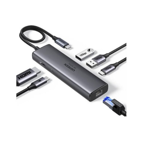 Ugreen CM512 USB-C Docking Station με HDMI 4K PD Ethernet Γκρι