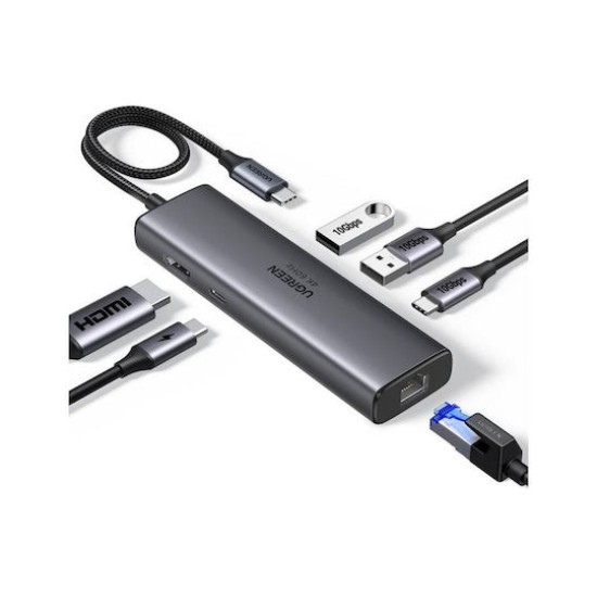 Ugreen CM512 USB-C Docking Station με HDMI 4K PD Ethernet Γκρι