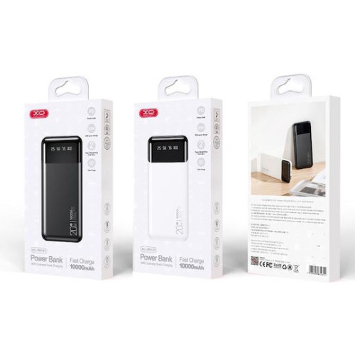 XO PR191 Power Bank 10000mAh 20W με Θύρα USB-A και Θύρα USB-C Power Delivery / Quick Charge 2.0 / Quick Charge 3.0 Μαύρο