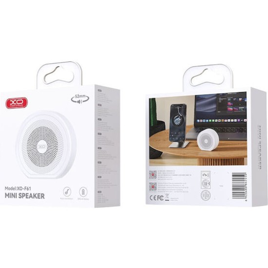 XO F61 Ηχείο Bluetooth 3W με Διάρκεια Μπαταρίας έως 7.5 ώρες Λευκό