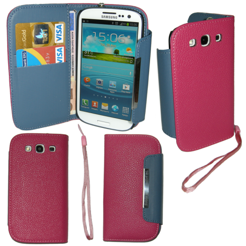 VOLTE-TEL ΘΗΚΗ SAMSUNG I9300 PU LEATHER WALLET STYLE FOLIO DARK PINK
