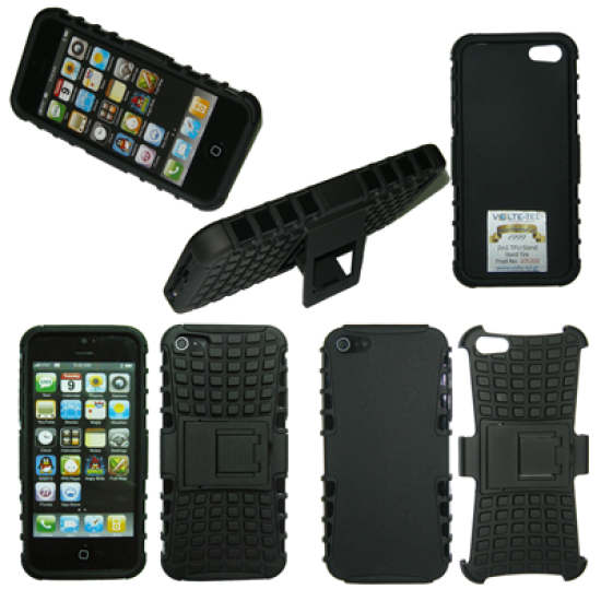 VOLTE-TEL ΘΗΚΗ IPHONE SE/5S/5 2 IN 1 TPU-STAND TOUGH TIRE BLACK