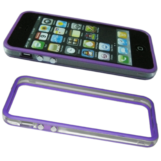 VOLTE-TEL ΘΗΚΗ IPHONE SE/5 BUMPER METAL BUTTON TRANSPARENT-PURPLE